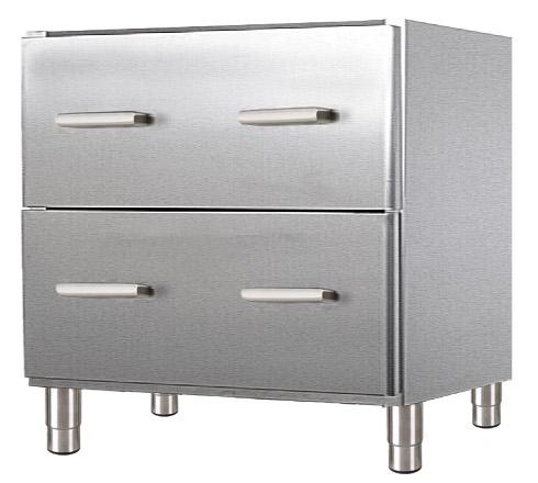 Meuble bas de rangement inox AISI 304L - 2 tiroirs amovibles - sur roulettes chape zinguée_0