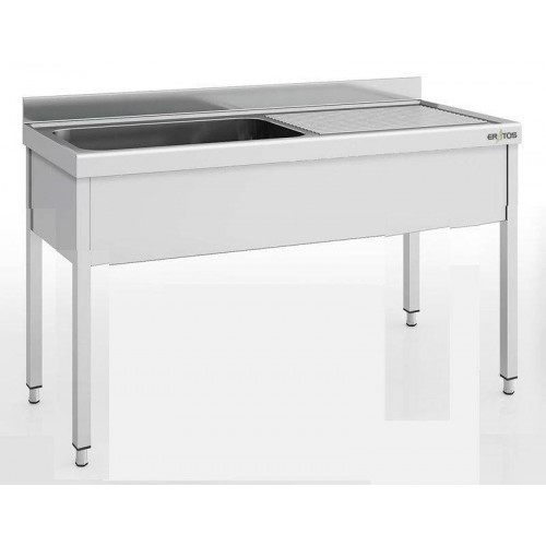 PLONGE INOX 1 BAC 800 X 500 X 350MM + ÉGOUTTOIR À DROITE ERATOS - 700X1600 MM