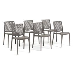RATTATAN Set 6 Chaises en polypropylène avec fibre de verre empilables pour extérieur et jardin, bar et restaurant, cuisine design moderne - AYDA -_0