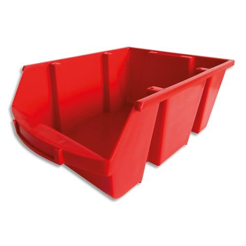 Viso - Bac de rangement à bec 28L avec porte-étiquette en polypropylène rouge - L30,5 x H17,5 x P46 cm - Spacy_0