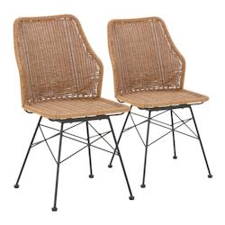 VS Venta-stock Pack de 2 chaises de salle à manger ou de jardin Paola Ratan/Noir - noir métal I24084_0