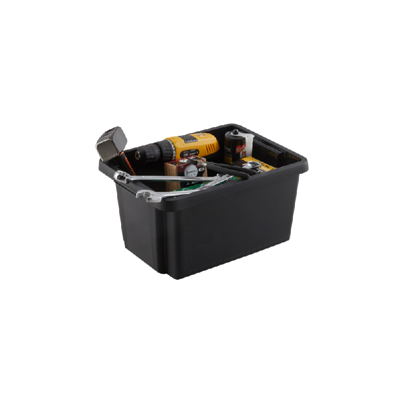 Boîte de rangement en polypropylène noir - 16L - Superposable - Sans couvercle_0