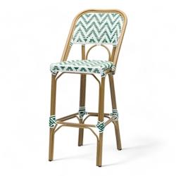 Bistromania Chaise de bar ALMA - Tressage vert foncé et blanc - EA133_0