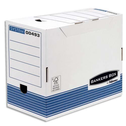 BOÎTE ARCHIVES DOS 20CM SYSTEM, MONTAGE AUTOMATIQUE, CARTON RECYCLÉ BLANC/BLEU - LOT DE 10