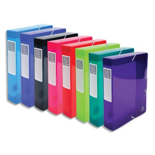 BOÎTE DE CLASSEMENT EXACOMPTA IDERAMA DOS 6CM EN POLYPROPYLENE 7/10E - COLORIS ASSORTIS - LOT DE 8