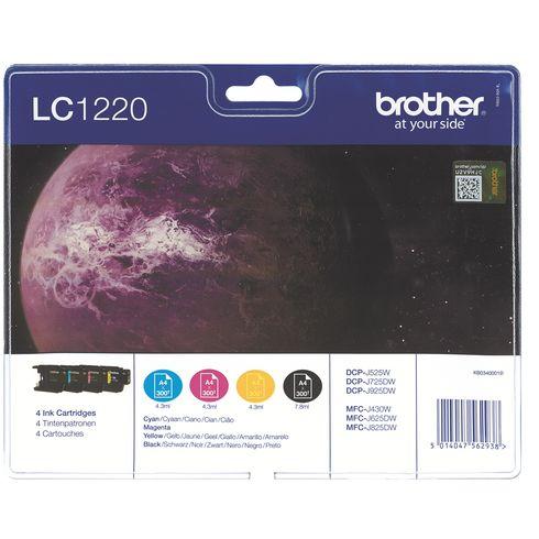 BROTHER LC1220 PACK CARTOUCHE DE 4 COULEURS POUR IMPRIMANTE JET D'ENCRE - CARTOUCHE AUTHENTIQUE
