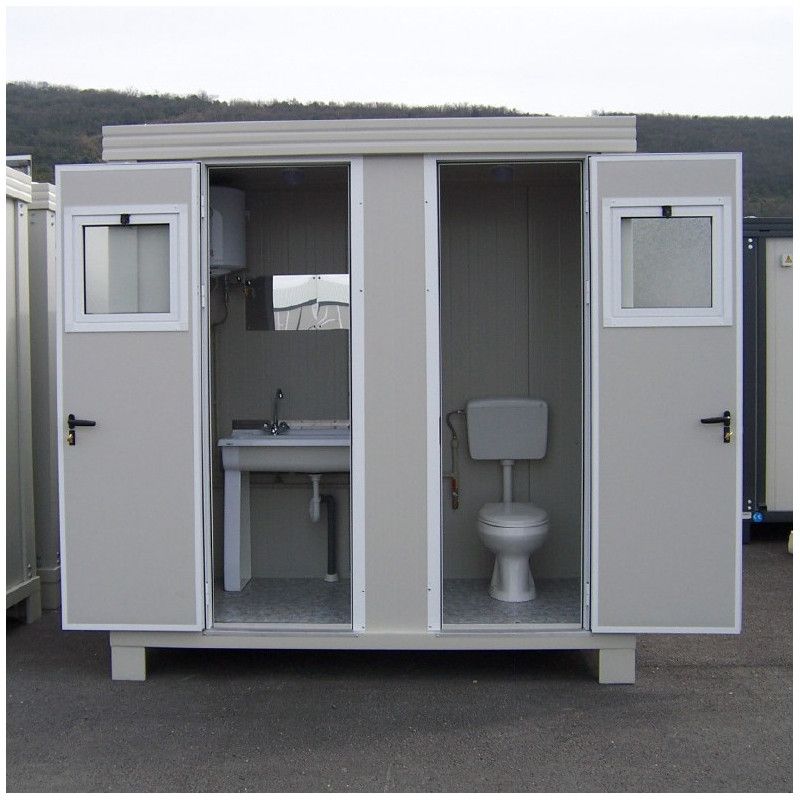 Bungalow sanitaire de chantier avec WC à l'anglaise et un grand lavabo séparé - SL1_0