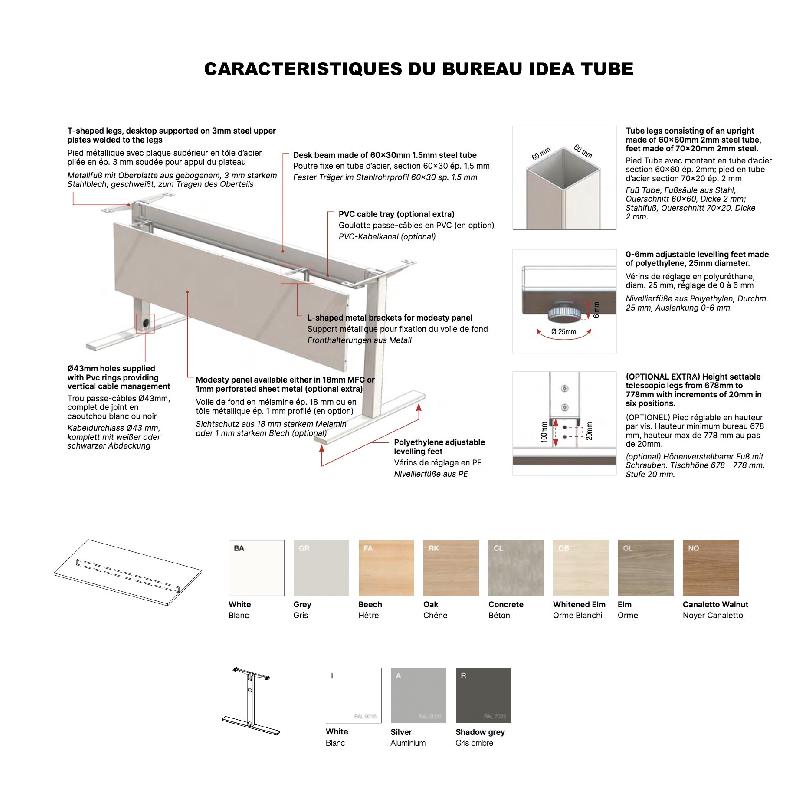 Bureau d'angle Idea Tube - Quadrifoglio - Blanc, Blanc, 160 x 160 cm_0