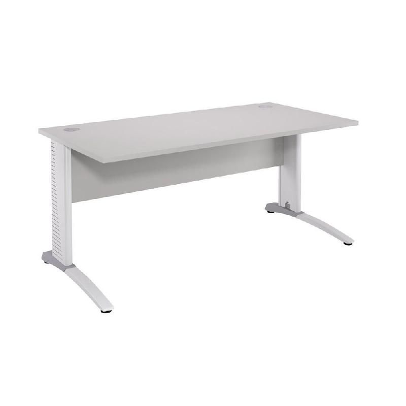 BUREAU DROIT BIOSPACE 2 - L. 80 X P. 80 CM - PLATEAU GRIS - PIEDS L BLANC - EMBASE 'AVOCAT'