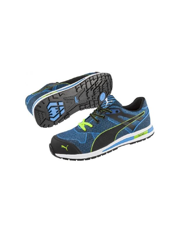 BASKETS DE SÉCURITÉ BASSE BLAZE KNIT LOW S1P HRO SRC BLEU/VERT P43 - PUMA - 643060-T.43