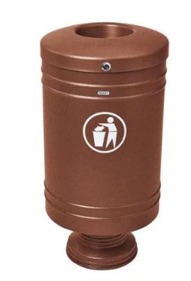 Corbeille publique Gascogne 60 L - aluminium moulé - acier électrozingué - ouverture par clé triangle_0
