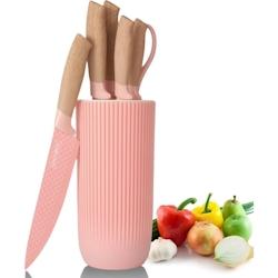 Ensemble de couteaux 5 pièces avec ciseaux et support rose Royalty Line RLDC07P - rose 9120022244075_0