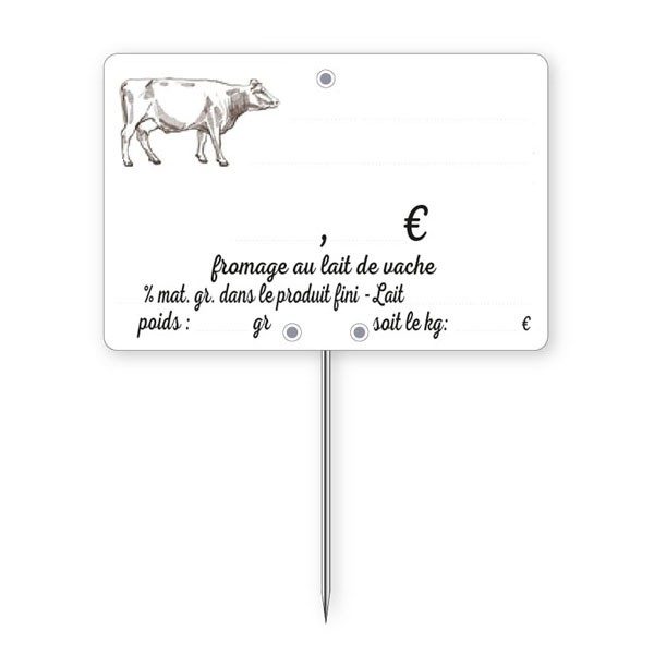 ETIQUETTES CRÉMERIE LAIT VACHE 10 X 7 CM