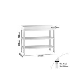 GGM Gastro Tables Inox de Travail Centrales Premium avec 2 étagères - Profondeur 700 mm - ATK87ZB - 4063326275893_0