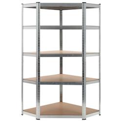 HELLOSHOP26 - Étagère de rangement charge lourde robuste atelier garage outils argenté 90 x 90 x 180 cm acier et MDF 02_0000704 - argenté 30000703_0