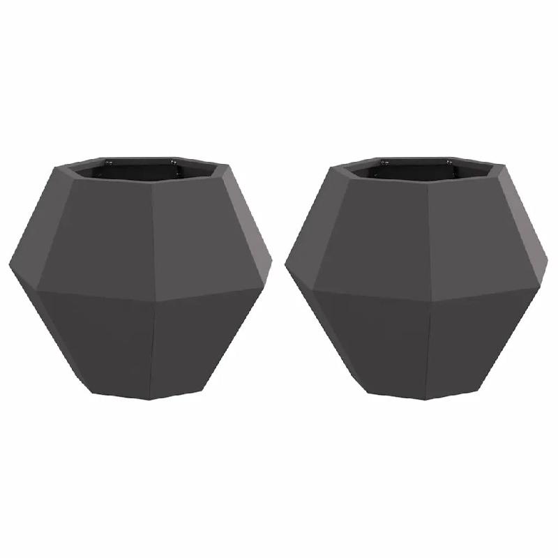 Helloshop26 - Lot de 2 jardinières rectangulaires pour extérieur 50 x 50 x 40 cm en acier noir 02_0053119 - noir acier 3000237769975_0