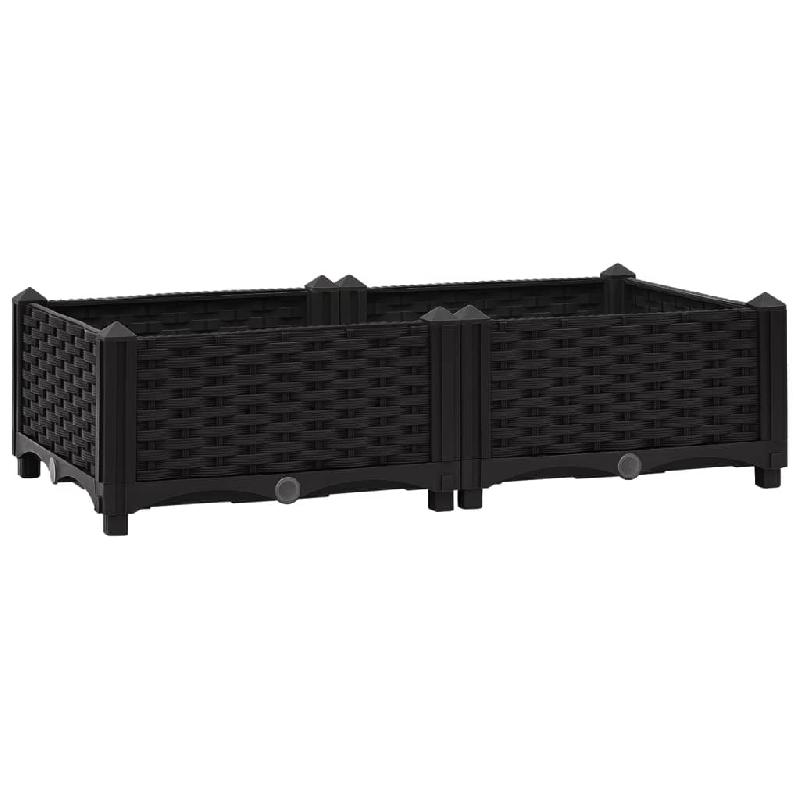 Jardinière lit surélevé en polypropylène - 80 x 40 x 23 cm - Noir - Plantes et fleurs - Réf : 02_0000944_0
