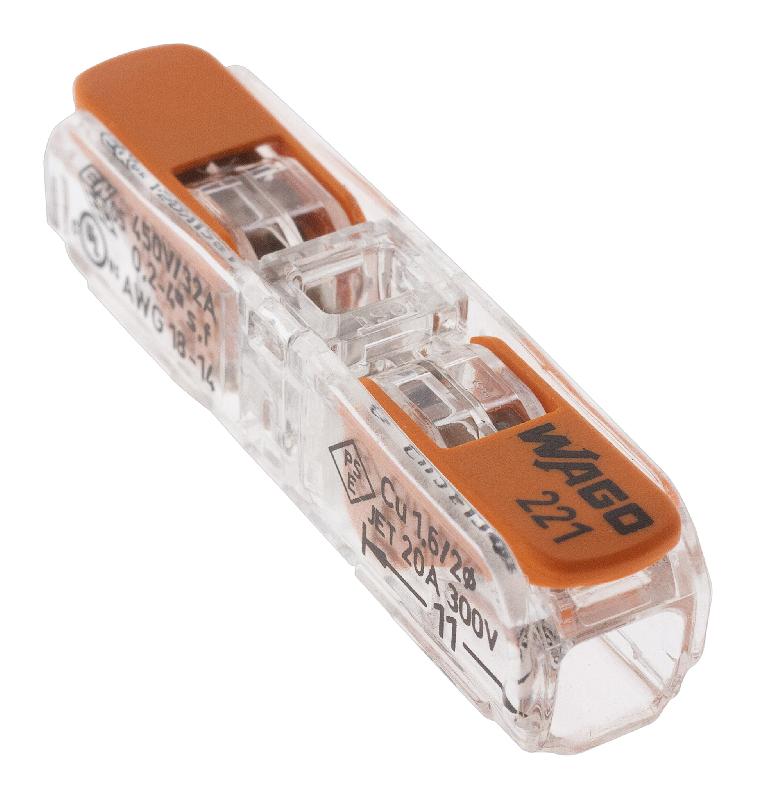 Lot de 10 bornes à leviers IN LINE S221 - Conducteurs 0.2 à 4mm² max - Orange - 450V / 32A - Wago_0