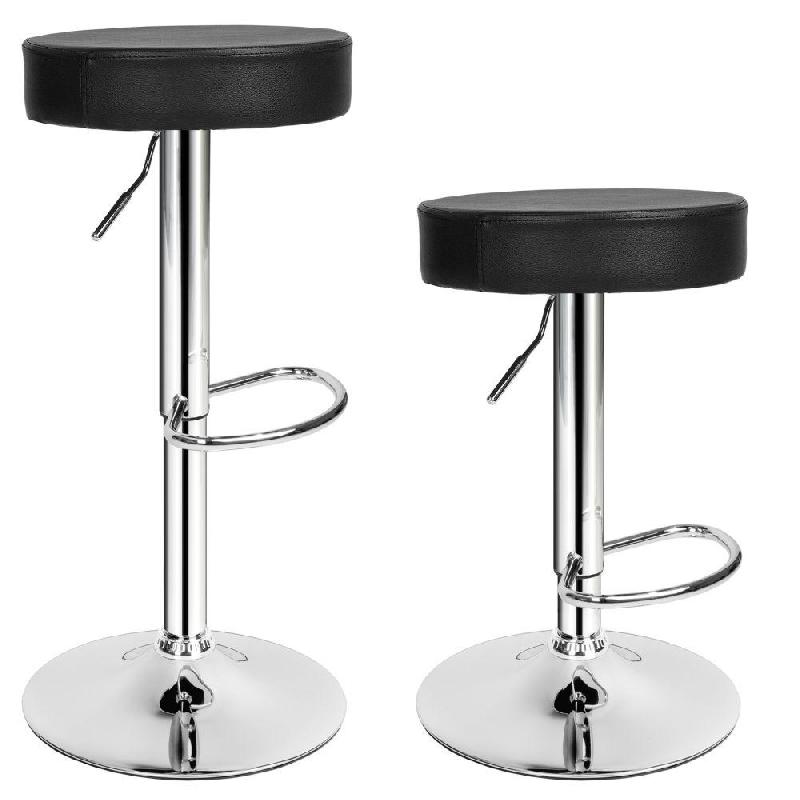 Lot de 2 tabourets de bar - hauteur réglable - design moderne noir - Helloshop26 1208010_0