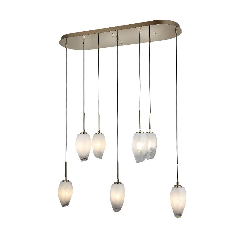 LUCEA SUSPENSION DAME, DORÉE, À 7 LAMPES