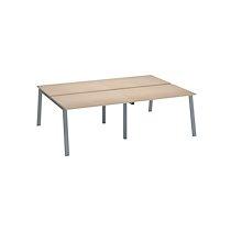 Pôle de 4 bureaux droits chêne clair L 120 x P 80 cm piétement métal aluminium - Arch_0