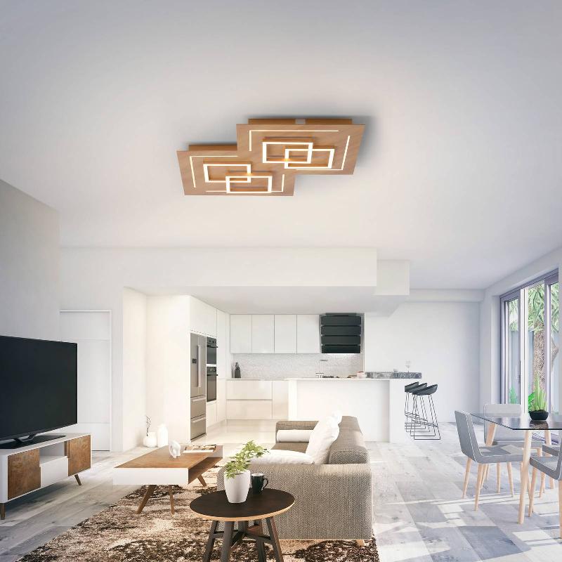 Q-SMART-HOME PAUL NEUHAUS Q-LINEA PLAFOND LED DÉCOR BOIS 60CM