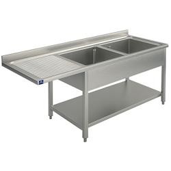 Plonge Sur Piètement Avec Étagère Inférieure, Place Pour Lave-Vaisselle, 2 Bacs à Droite, 1800X600 M - Mastro - 7864908475468_0