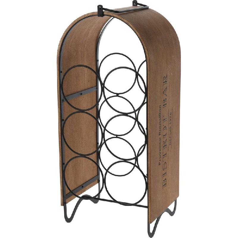 Range bouteilles à poser en bois et métal pour 6 bouteilles L21,5 x P18 x H49cm_0