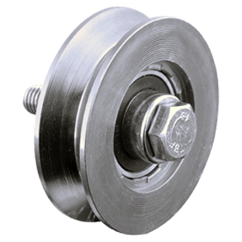 Roue à rainure en V 120 mm - 2 roulements à billes - acier zingué - pour portail coulissant_0