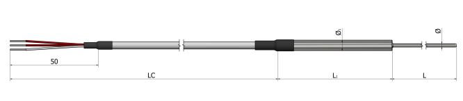 Sonde à résistance chemisée (RTD) - Tube rétreint et câble de prolongation PM30 - Pt100, Pt500, Pt1000_0