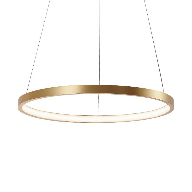 JUST LIGHT. SUSPENSION LED CIRCLE, DORÉE, Ø 39 CM