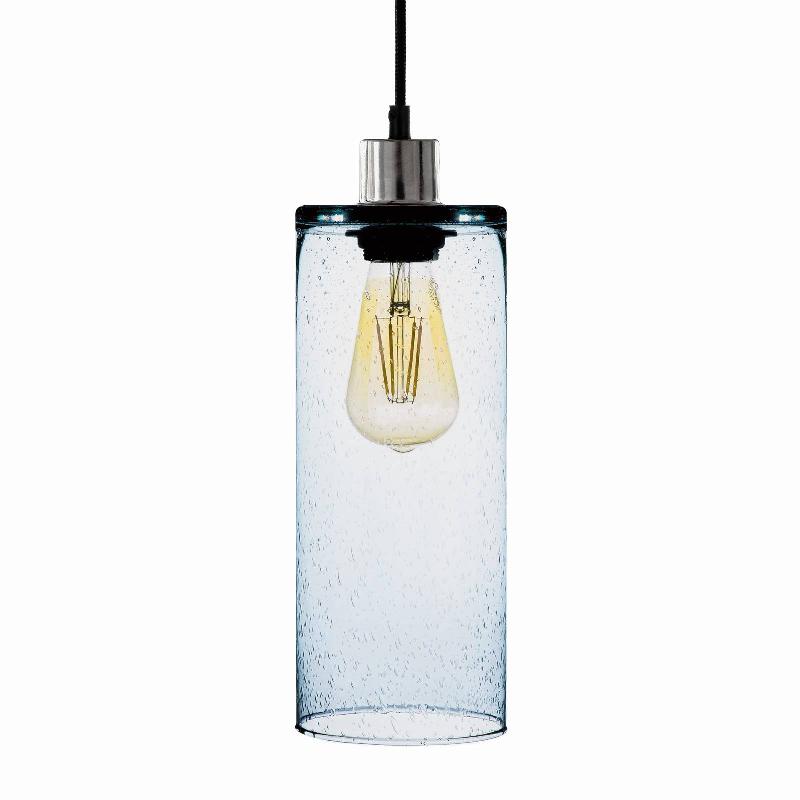 SOLBIKA LIGHTING SUSPENSION SODA CYLINDRE EN VERRE BLEU Ø 12CM