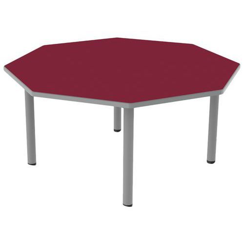 TABLE CARÉLIE MOB OCTO. Ø120 T3 STRA POLY. CERISE GRIS/9006 - MOBIDECOR