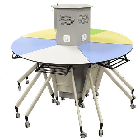 Table modulable ARATAB DYN ECO - 6 tables avec station de recharge Mobicharge, rabattables et empilables_0