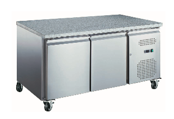 Table réfrigérée 2 portes - plan de travail granit - intérieur/extérieur inox - froid ventilé - L1510 x P800 x H850_0