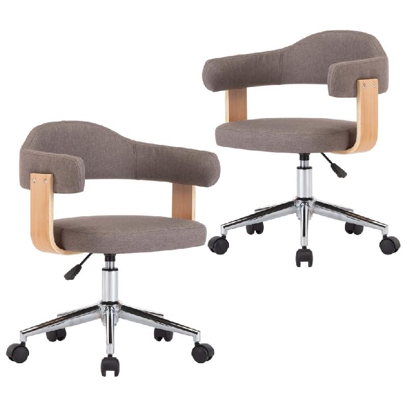 VidaXL Chaises pivotantes à manger lot de 2 taupe bois courbé et tissu Modèle Étoile - 3054905_0