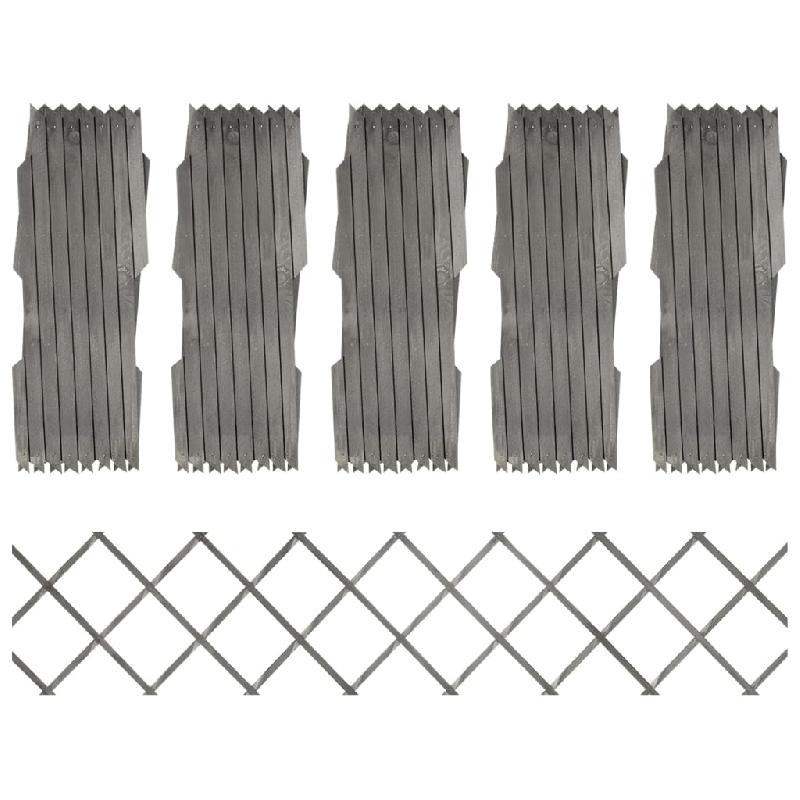 Vidaxl clôture à treillis 5 pcs gris bois de sapin massif 180x30 cm 316423_0