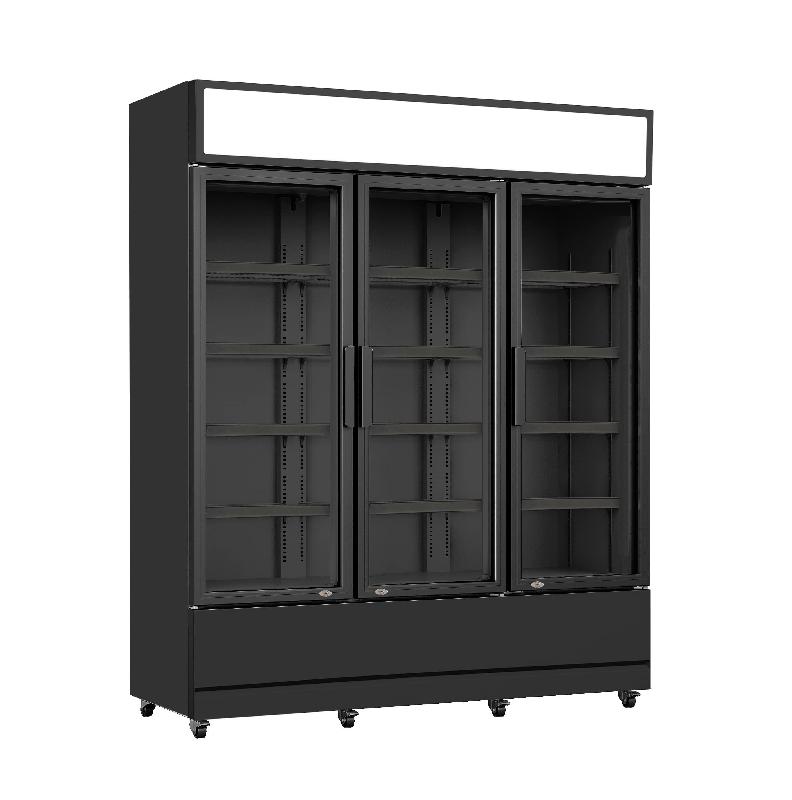 Vitrine réfrigérée murale noire - 3 portes vitrées - capacité 1065 litres - gaz écologique R290_0