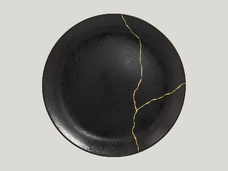 ASSIETTE COUPE PLATE ROND NOIR PORCELAINE Ø 29 CM KINTZOO RAK