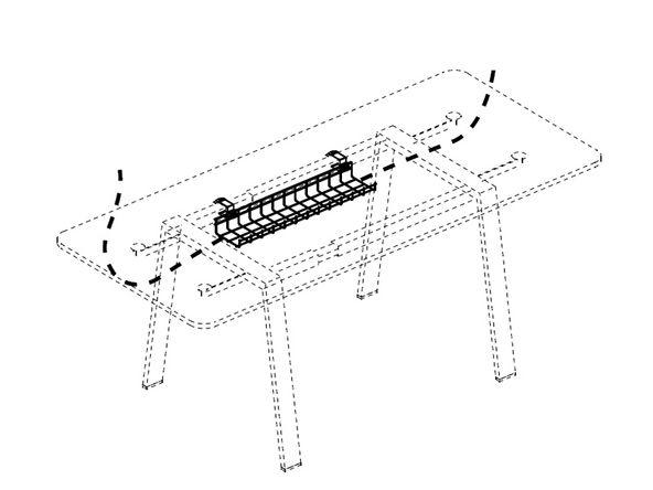 Goulotte passe-câbles pour bureaux Denomics - métal - L60/120 x P14 cm - Garantie 3 ans_0