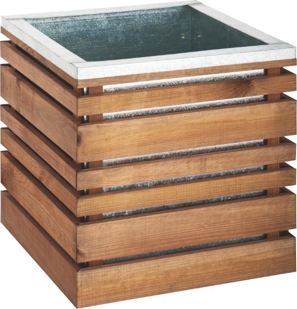 Bac bois autoclave LIGN Z en pin - 143 L - 60 x 60 cm - teinté marron - acier galvanisé et certification FSC_0