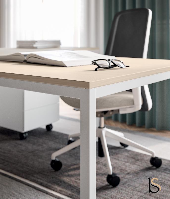 Bureau de Direction avec retour X1- Officity - 180, Blanc, Placage chêne naturel_0