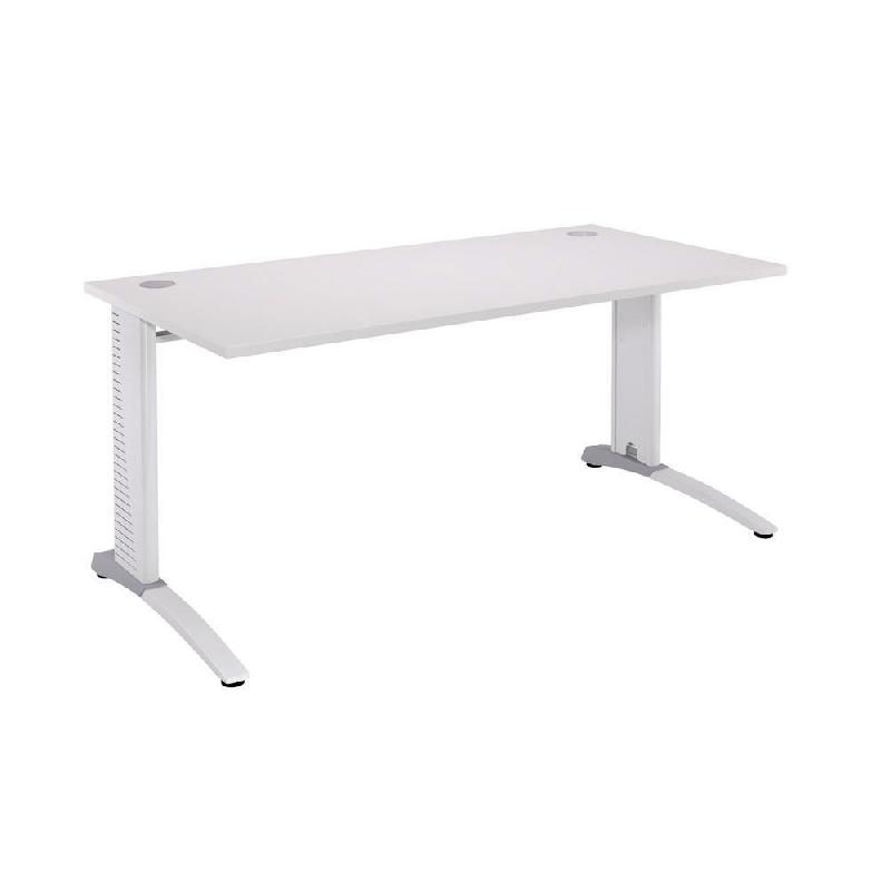 BUREAU DROIT BIOSPACE 2 - L. 120 X P. 80 CM - PLATEAU BLANC - PIEDS L BLANCS  - EMBASE BLANCHE