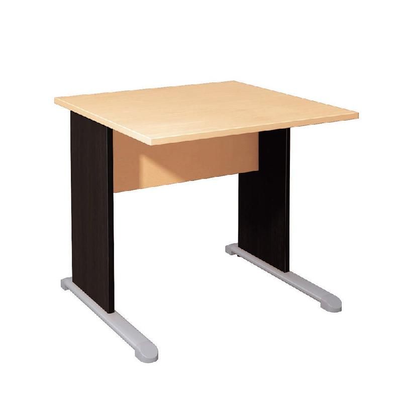 BUREAU DROIT PRONTO HÊTRE - L. 80 X P. 80 CM - PLATEAU HÊTRE - PIEDS L NOIR