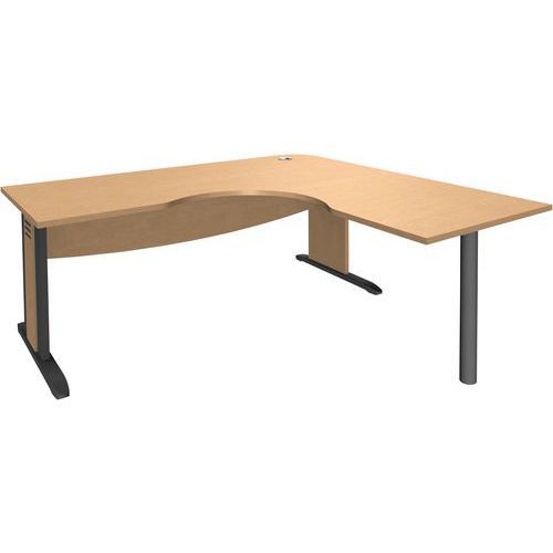 BUREAU SYMÉTRIQUE PIED L MÉTAL+VDF 140X140 HÊTRE/ANTHRACITE - MANUTAN EXPERT