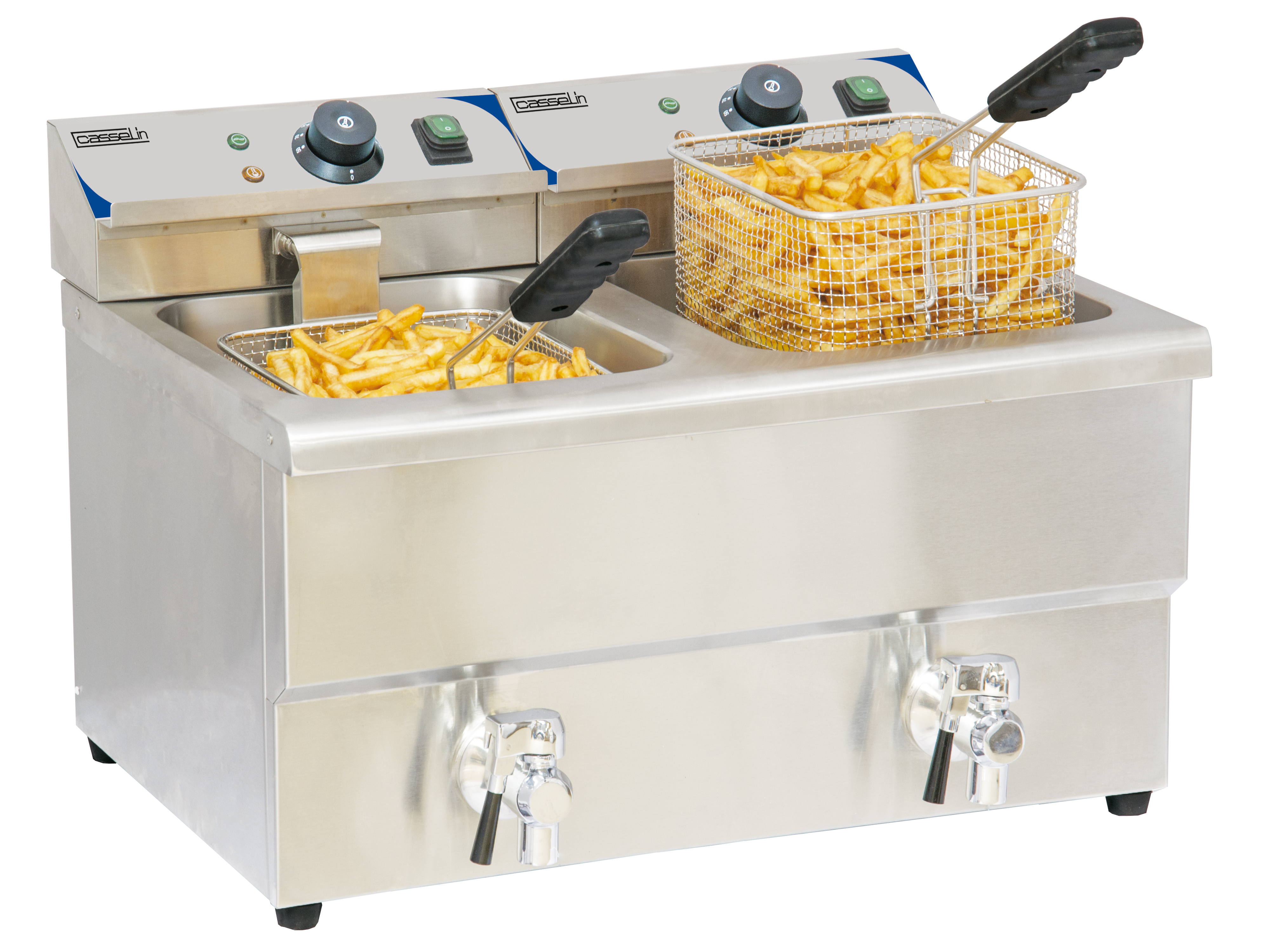 CASSELIN - FRITEUSE ÉLECTRIQUE AVEC VANNE DE VIDANGE 2 X 8 LITRES