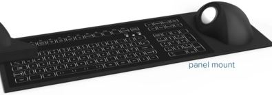 Clavier étanche IP67 (langue Danois), pavé numérique, avec trackball encastrable - Référence: KSGE103B0045-WLED_0