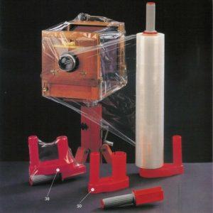 Dévidoir manuel pour film étirable - plastique - compatible bobines CAST et pré-étiré - mandrin 38 ou 50 mm_0