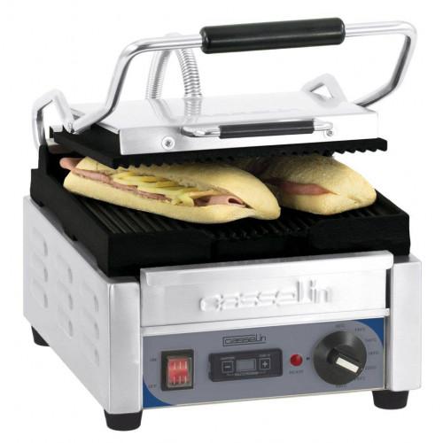 GRILL PANINI AVEC TIMER PETIT PREMIUM CASSELIN - PLAQUES RAINURÉES