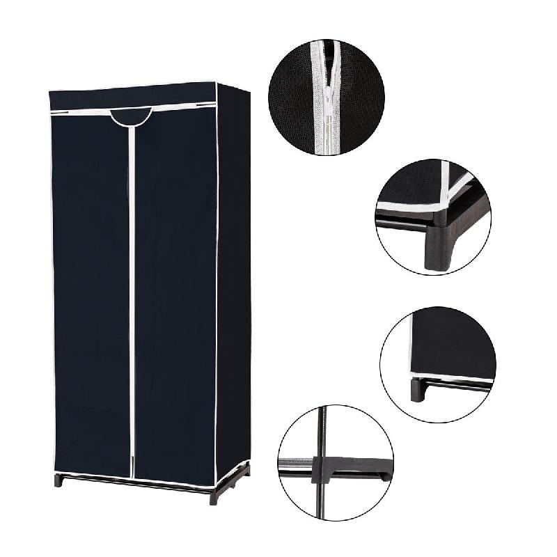 Helloshop26 - Armoire penderie rangement de vêtements 75 x 50 x 170 cm facile à monter design élégant en non-tissé noir 20_0010307 - noir 3000226_0